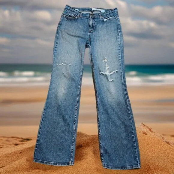 Thrashed Distressed DKNY Boot Cut Cotton Spandex Fits 30x30 size 10 - Picture 1 of 15